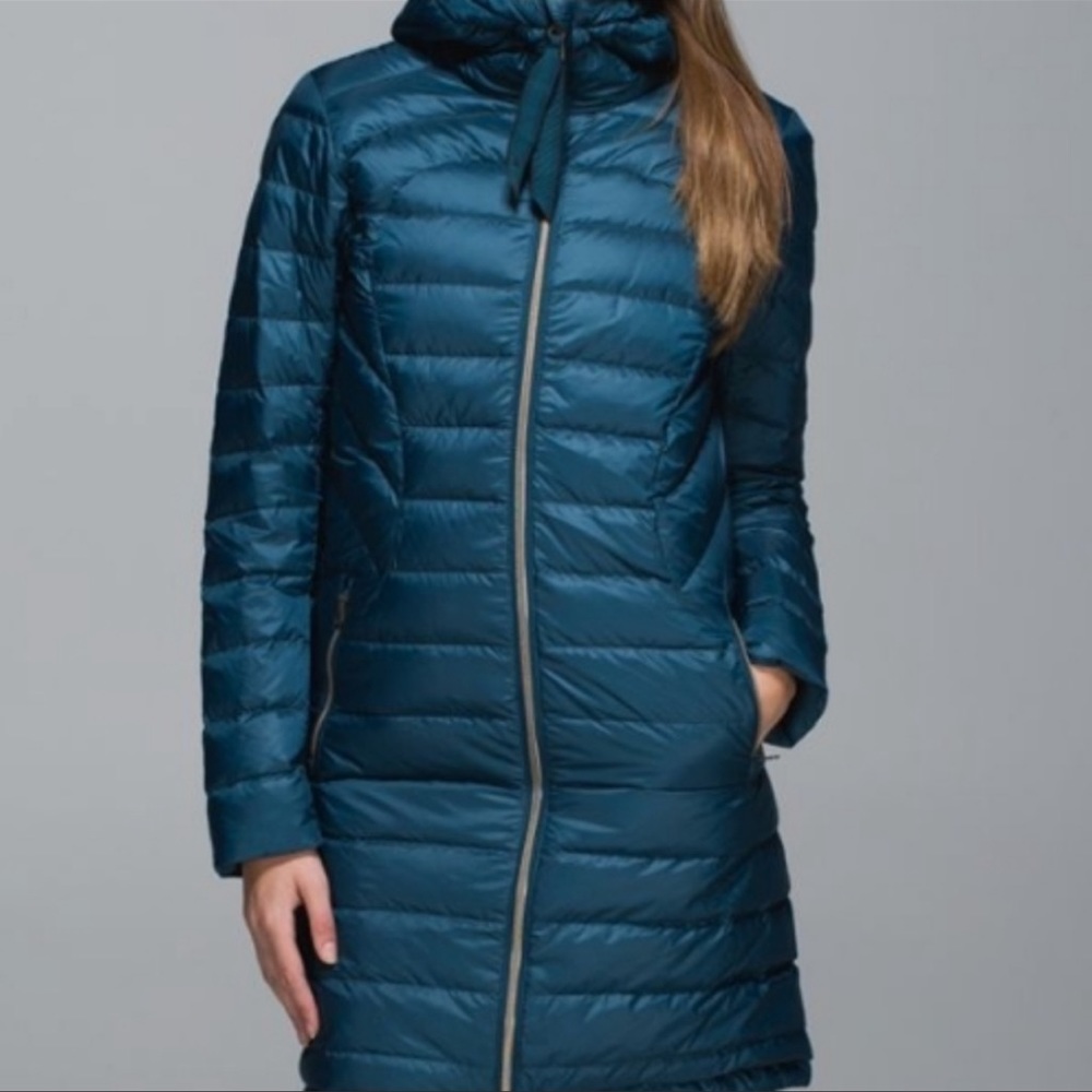lululemon athletica Teal Blue Long Puffer Coat